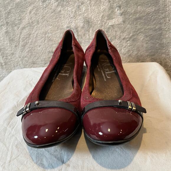 Attilio Giusti Leombruni Burgundy Patent Leather Cap Toe Ballet Flats US 9 - Picture 6 of 7